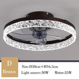 Modern simple ceiling fan transparent crystal decorative LED remote control lighting bedroom fan lamp free delivery