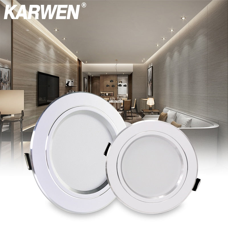 KARWEN LED Downlight AC 220V 230V 240V White Body Ceiling light 5W 9W 12W 15W 18W Lampada Led spotlight for Bedroom room