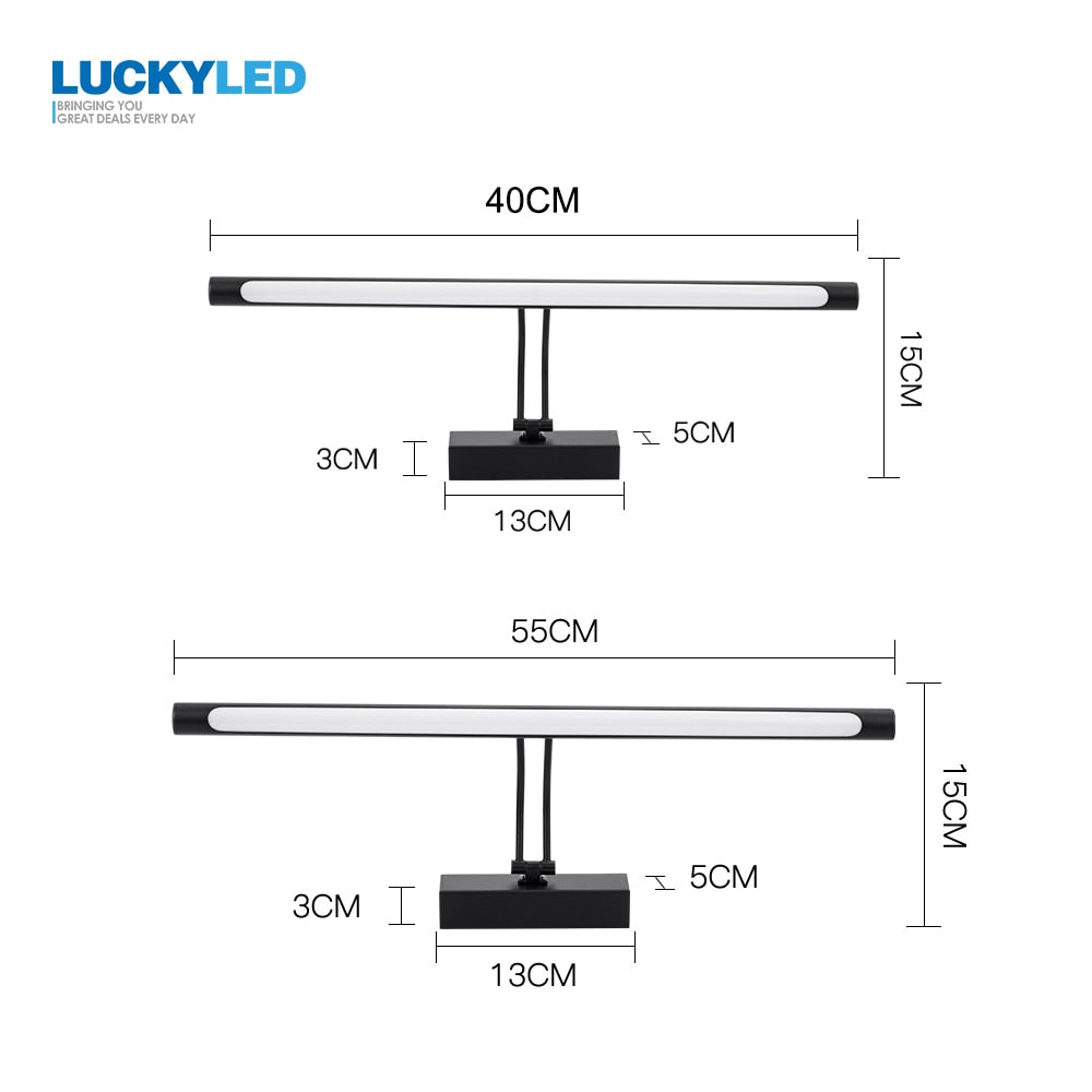 LUCKYLED Modern Led Wall Light 8W 12W 16W 20W AC90-260V Wall Mounted Wall Lamp Bathroom Mirror Light Fixture Sconce Black Silver