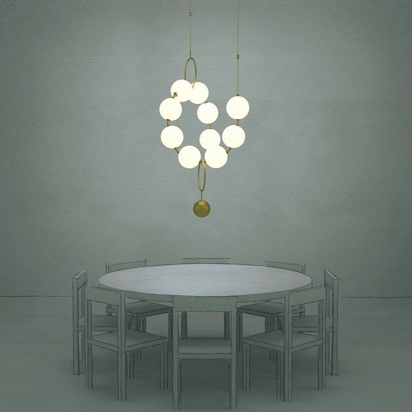 Postmodern Loft Glass Ball Pendant Lamp Creative Necklace Design Restaurant Hall Led Lights Decro Suspension Light Fixtures