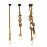 hemp rope pendant lights vintage retro personality industrial hanging lamp  for loft living room restaurant Edison hanglamp