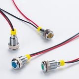 IP62 Waterproof One Color Flashing LED Metal Warning Indicator Light 8mm Pilot Signal Lamp 3V 6V 12V 24V 36V DC with Wire