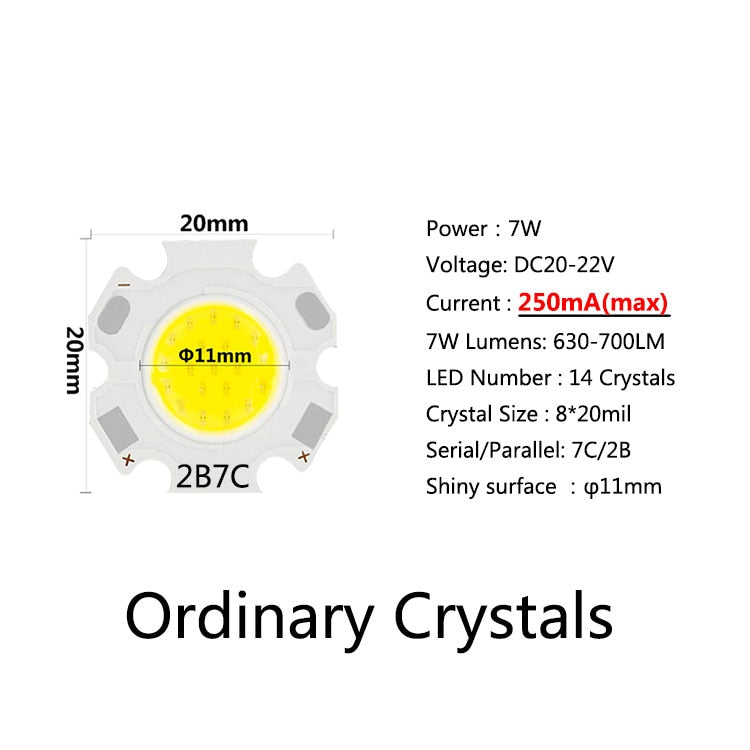 20pcs a Lot High Power LED COB Light Bulb 20mm 3W 5W 7W 10W Use 250mA LED Source Chip Light Lamp Downlight Lamps