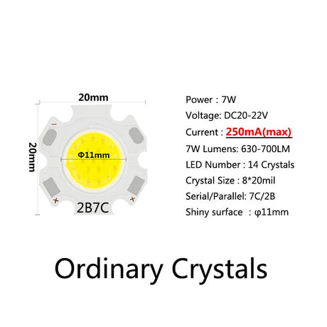 20pcs a Lot High Power LED COB Light Bulb 20mm 3W 5W 7W 10W Use 250mA LED Source Chip Light Lamp Downlight Lamps