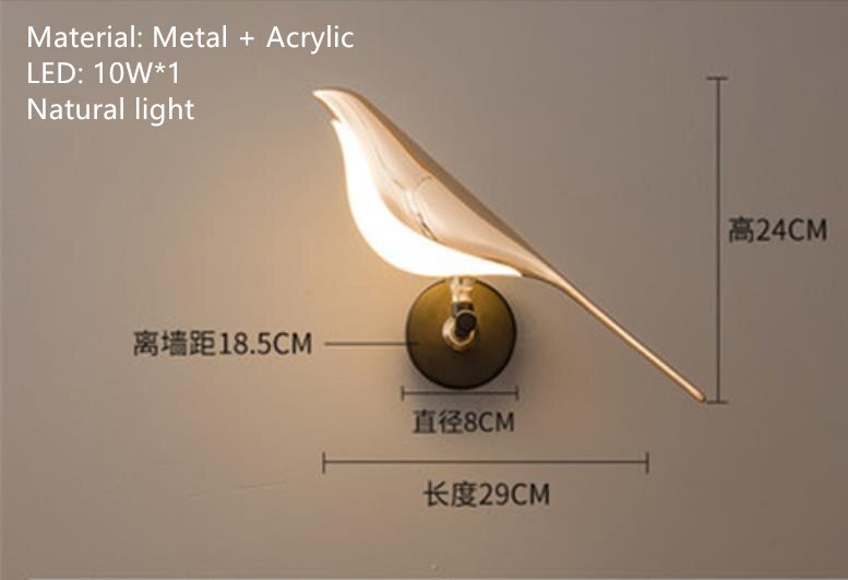 Nordic Golden Bird LED Chandelier Parlor Bar Bedside Hanging Light Fixture Novelty 360 Degree Rotation Replaceable LED Home Deco