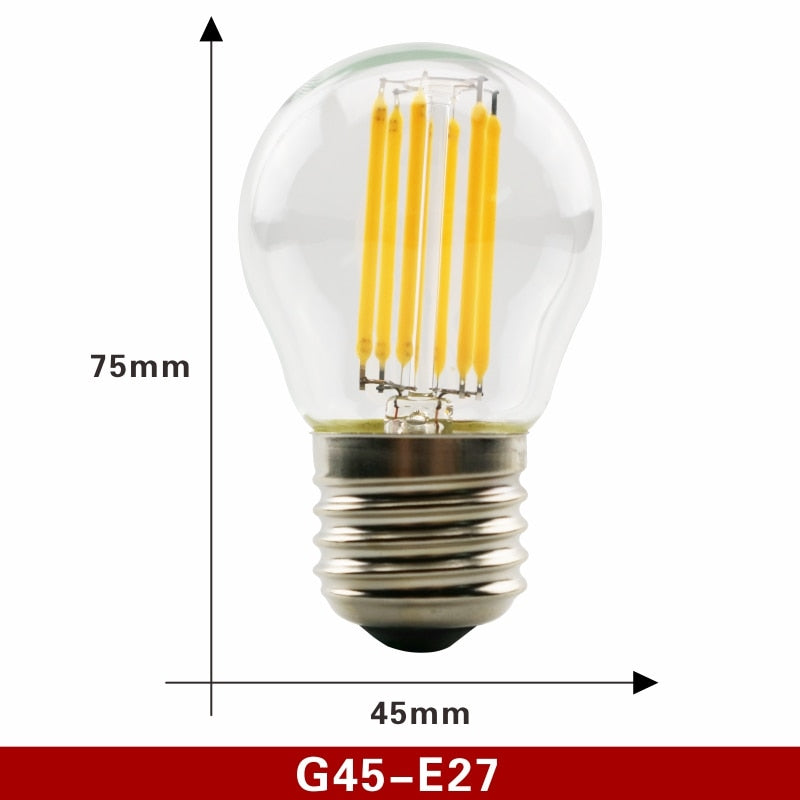  E27 E14 Retro Edison LED Filament Bulb Lamp AC220V Light Bulb C35 G45 A60 ST64 G80 G95 G125 Glass Bulb Vintage Candle Light
