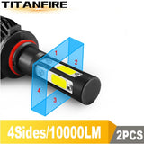 TF30 New 4 Side Lumens COB 100W 10000lm H4 Hi lo H7 H11 9005 9006 Car LED Headlight Bulbs Auto Led Headlamp LED C6 Light 12v 24v