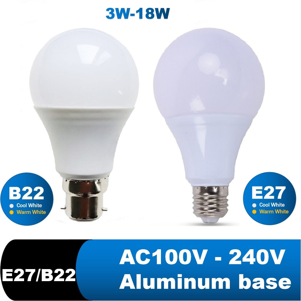 LED Bulb Lamps E27 B22 Lampasas Lampe Bombillas Lampasas Bedroom Reading Downlight 3W 6W 9W 12W 15W 18W 110V 220V Cold White Warm
