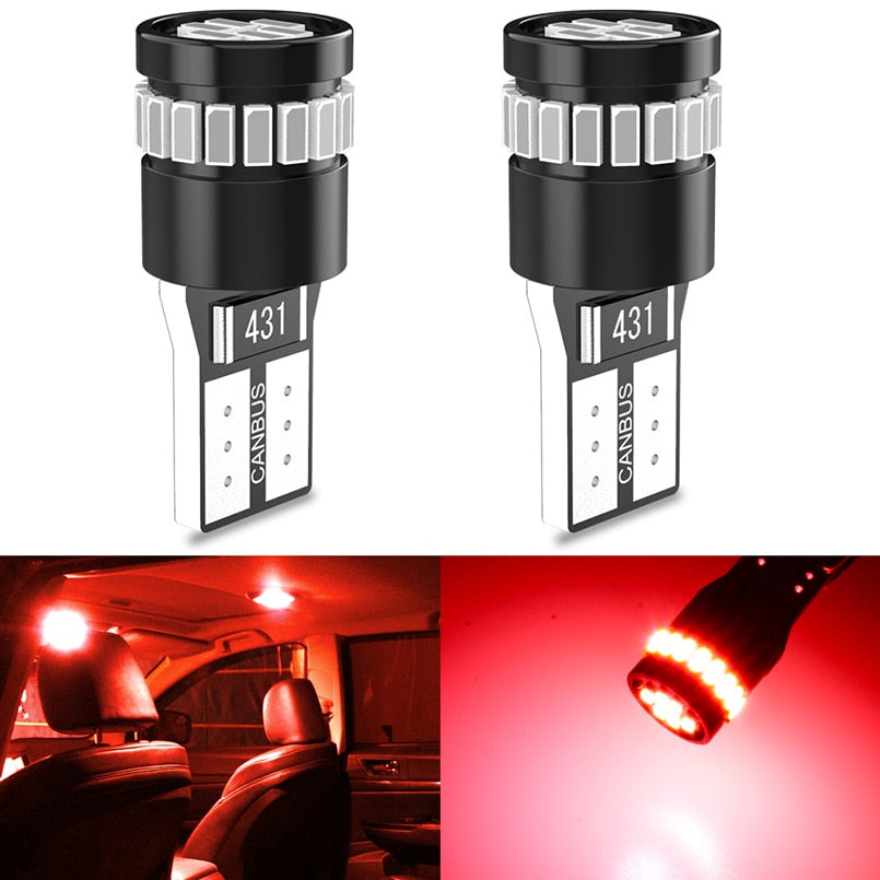 2pcs T10 W5W led Canbus Bulbs 168 194 no error led Parking lights Interior Dome Lights 24SMD 3014 White 12V for Audi BMW Benz