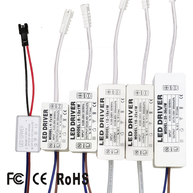 LED Driver 300mA 1W 3W 5W 7W 12W 18W 20W 25W 36W For LEDs Power Supply Unit AC85-265V Lighting Transformers For LED Power Lights