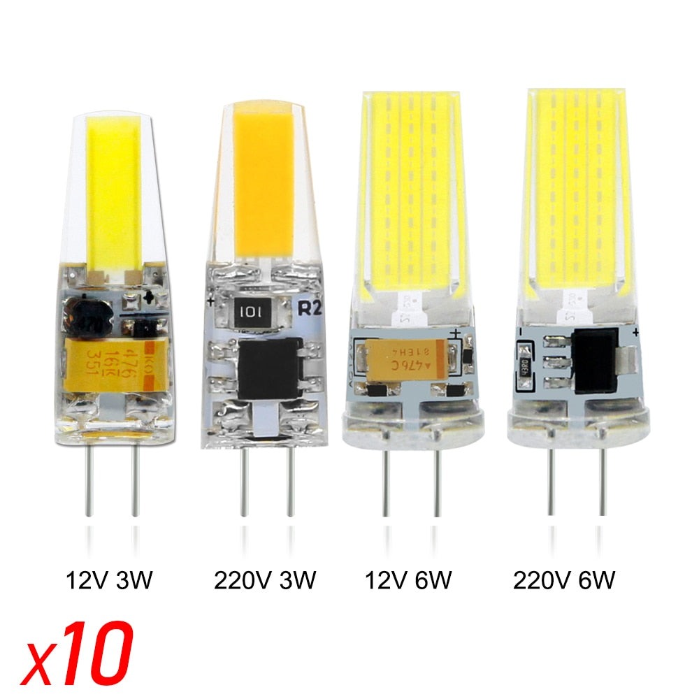 10pcs LED G4 COB Lamp AC DC 12V 220V Mini Dimming G4 LED Bulb Lampasas LED Lighting Replace Halogen Spotlight Chandelier LED Lamp