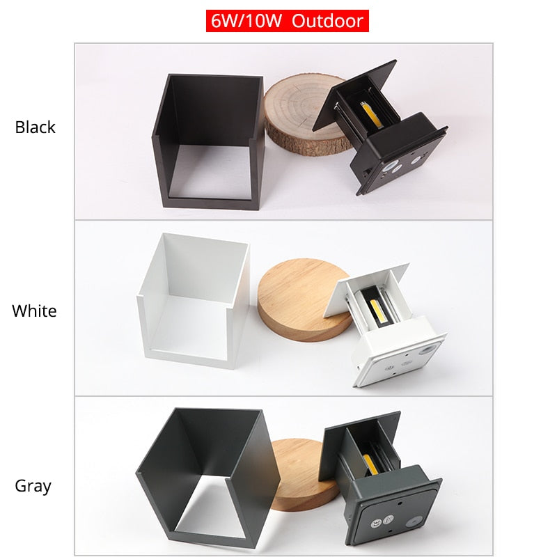 6W/10W LED Wall Light Outdoor Waterproof IP65 Porch Garden Wall Lamp &amp;amp; Indoor Bedroom Bedside Decoration Lighting Lamp Aluminum