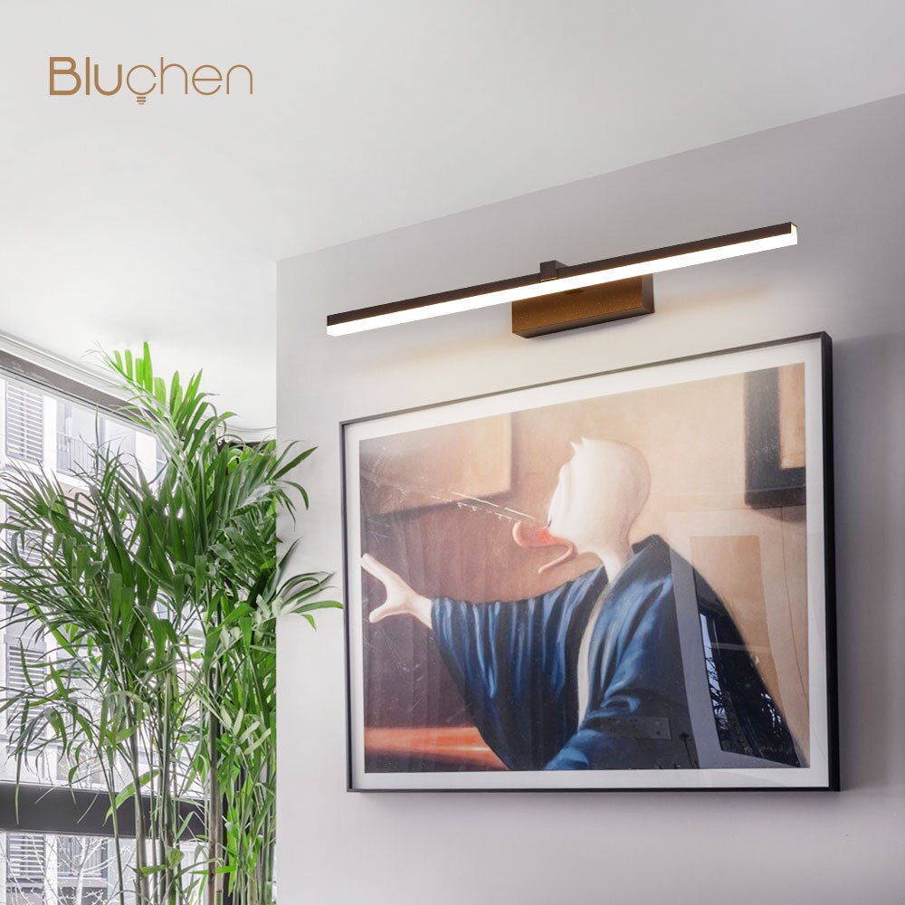 Modern Wall Light Fixture Brown White Silver Golden Led Wall Lamp 55 80 100 cm Long Picture Light Aluminum Bathroom Mirror Light