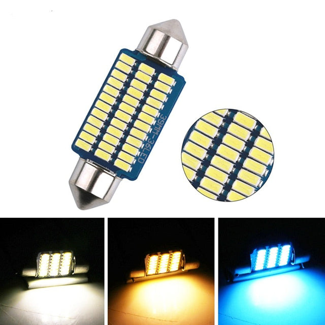1X Festoon Car LED Interior Reading Light 4000K Warm White 6000K C5W C10W 31mm 36mm 39mm 41mm Auto Room Ceiling Dome Lamp 12V