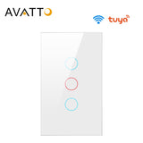 AVATTO Tuya US Wifi Wall Switch, Smart Light Switch, Glass Panel Touch-Sensor interruptor 1/2/3 Gang Work with Alexa,Google Home