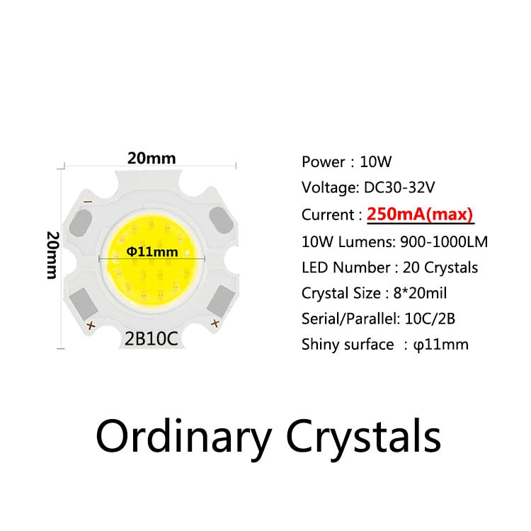 20pcs a Lot High Power LED COB Light Bulb 20mm 3W 5W 7W 10W Use 250mA LED Source Chip Light Lamp  Downlight Lamps
