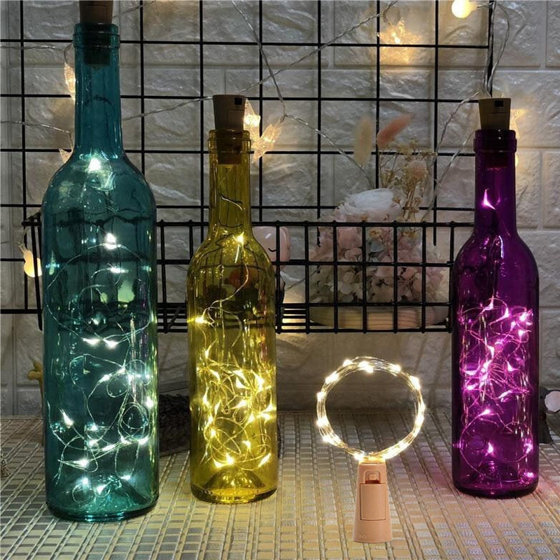 20/10/5/3pcs Wine Bottle Lights With Cork LED String Lights Battery Fairy Lights Garland  For Christmas Party Wedding Decoration