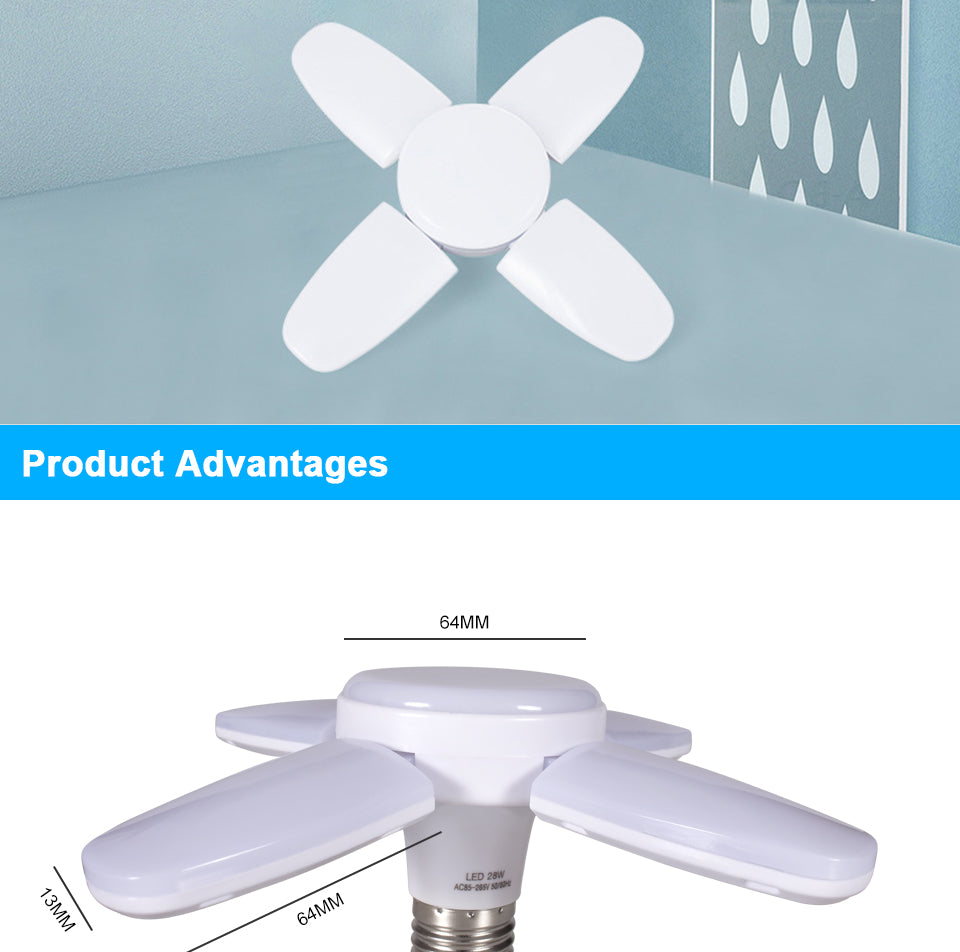 Led bulb light fan blade timing light foldable light AC85-265V 28W with remote control Lampada home living room garage lighting