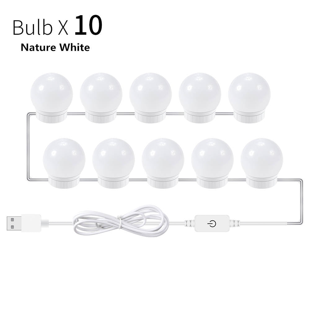 LED Makeup Mirror Light Bulbs USB Hollywood Make up Lamp Vanity Lights Bathroom Dressing Table Lighting Dimmable LED Wall Lamp