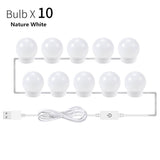 LED Makeup Mirror Light Bulbs USB Hollywood Make up Lamp Vanity Lights Bathroom Dressing Table Lighting Dimmable LED Wall Lamp