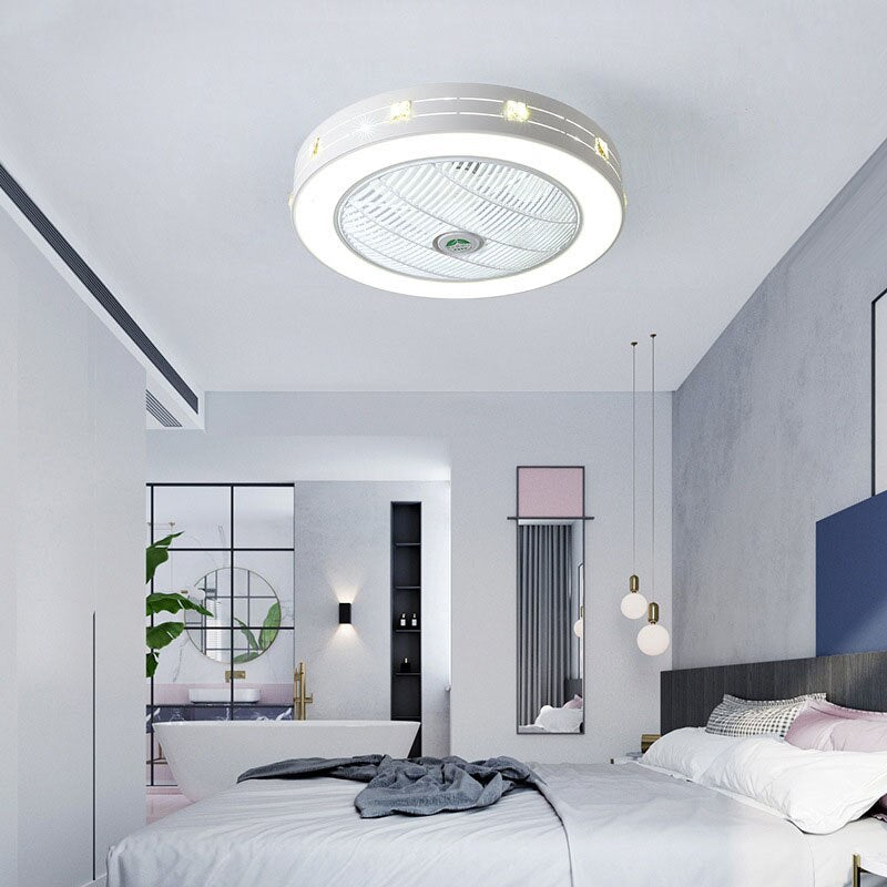 Modern Ceiling Fans with Lights White Painted Iron Acrylic LED Fan Light Dimmable Bedroom Living Room Fan Lamp Remote Control