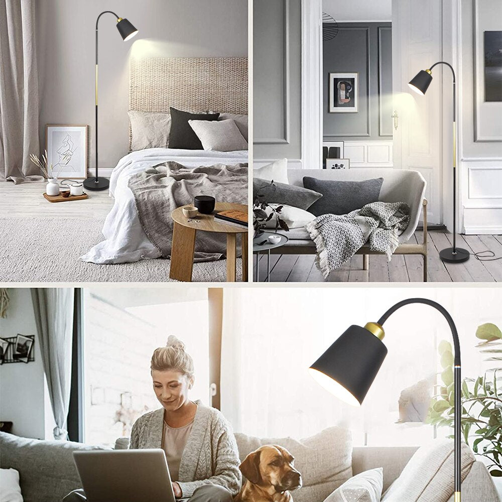 PHYVAL Nordic Floor Lamps Creative Living Room Bedroom Study LED Bulb Modern Dimming Reading Black&amp;White Adjustable Floor Lights