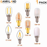 Ganriland Edison Led Candle Light Bulb E12 E14 Effect Dimmable Bulb C7 0.5W T22G 1W Home For Decor Lighting Ampoule Candle Bulb