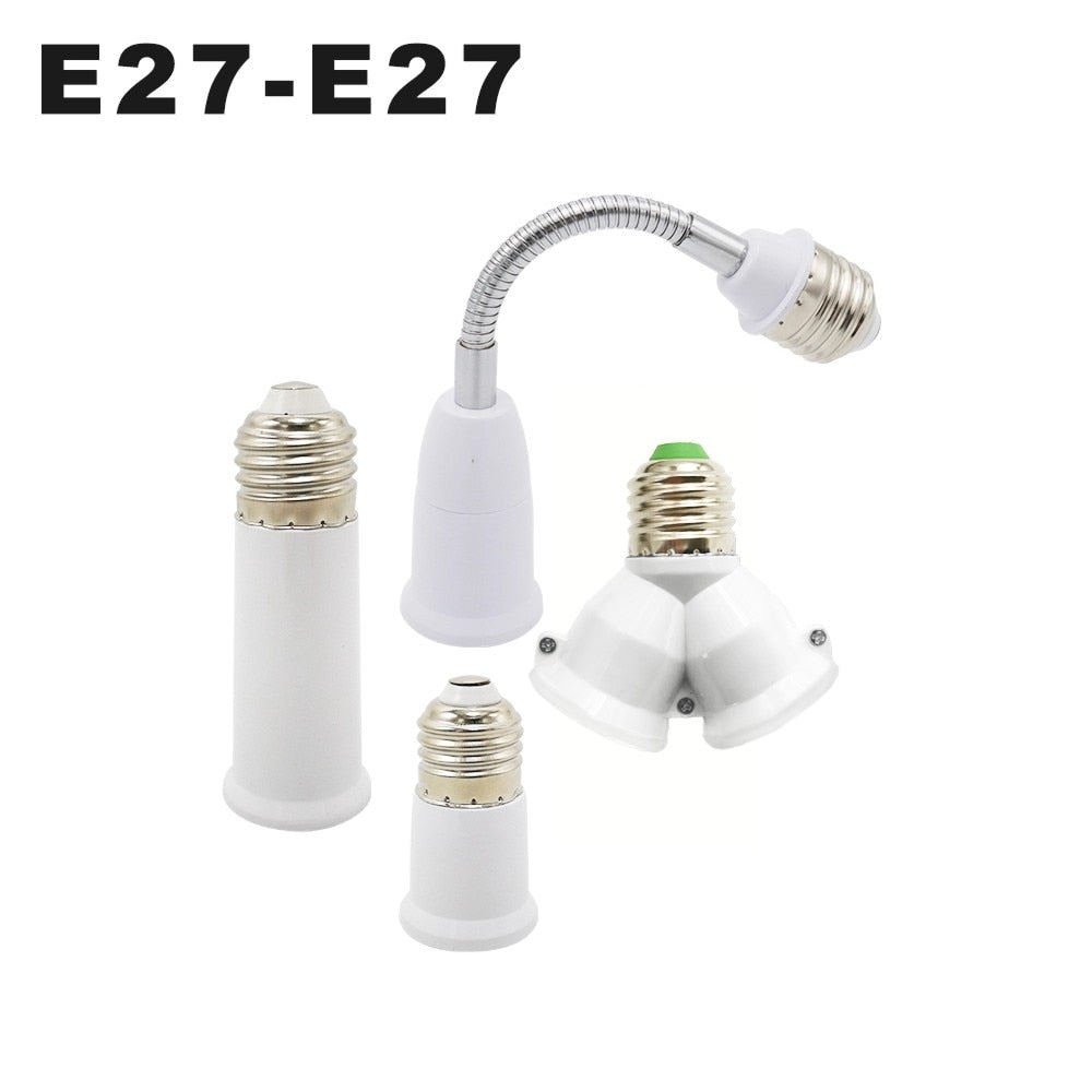 E27 To E27 Lamp Base Extender 65mm 95mm 197mm Lamp Holder Converter E27-E27 Flame Retardant Lamp Socket Adapter For Light Bulb