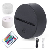 Acrylic 3D LED Lamp Base Table Night Light Base LED 7 Color-Adjust ABS USB Remote Control Lighting Accessories Bulk Wholesale