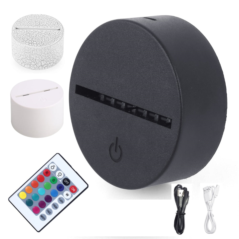 Acrylic 3D LED Lamp Base Table Night Light Base LED 7 Color-Adjust ABS USB Remote Control Lighting Accessories Bulk Wholesale