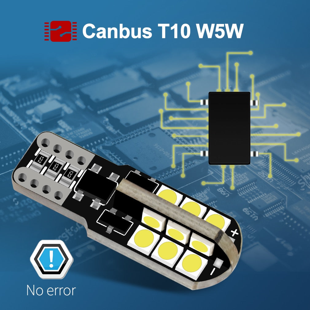6Pcs White Canbus T10 W5W Led Bulbs WY5W 168 194 Car Interior Lights Dome License Plate Clearance 12V Lamp
