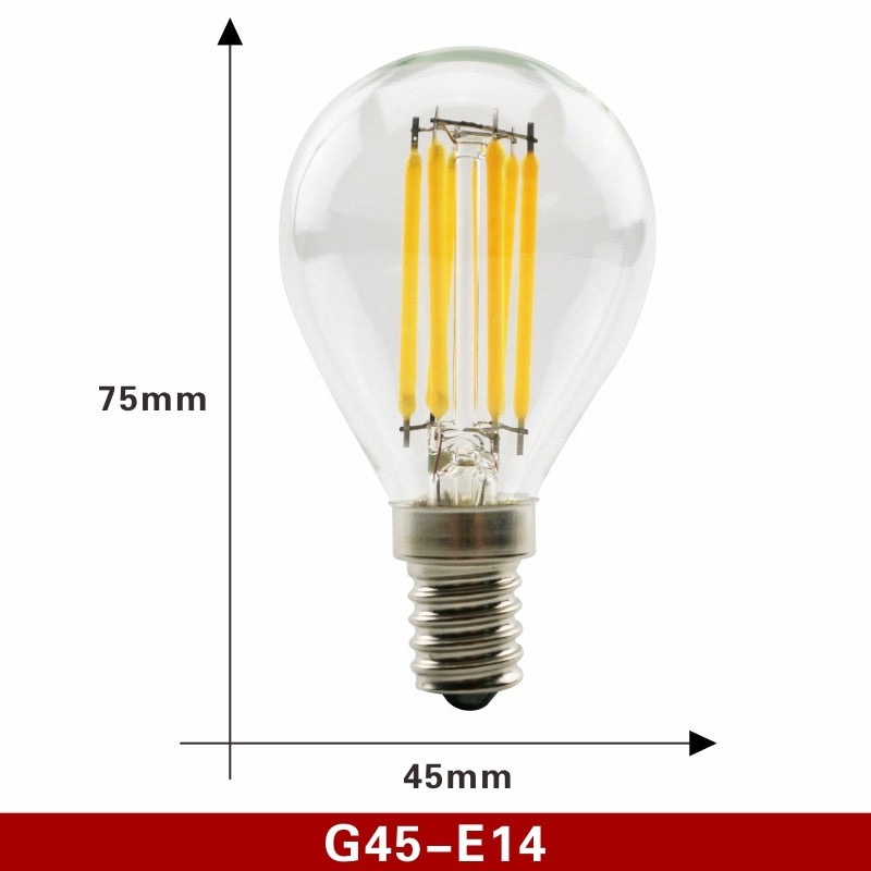  E27 E14 Retro Edison LED Filament Bulb Lamp AC220V Light Bulb C35 G45 A60 ST64 G80 G95 G125 Glass Bulb Vintage Candle Light