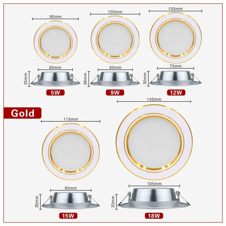 Led Downlight 220V 5W 9W 12W 15W 18W Ceiling Light Recessed Down light Round Led Panel Light LED Spot light Indoor Lighting