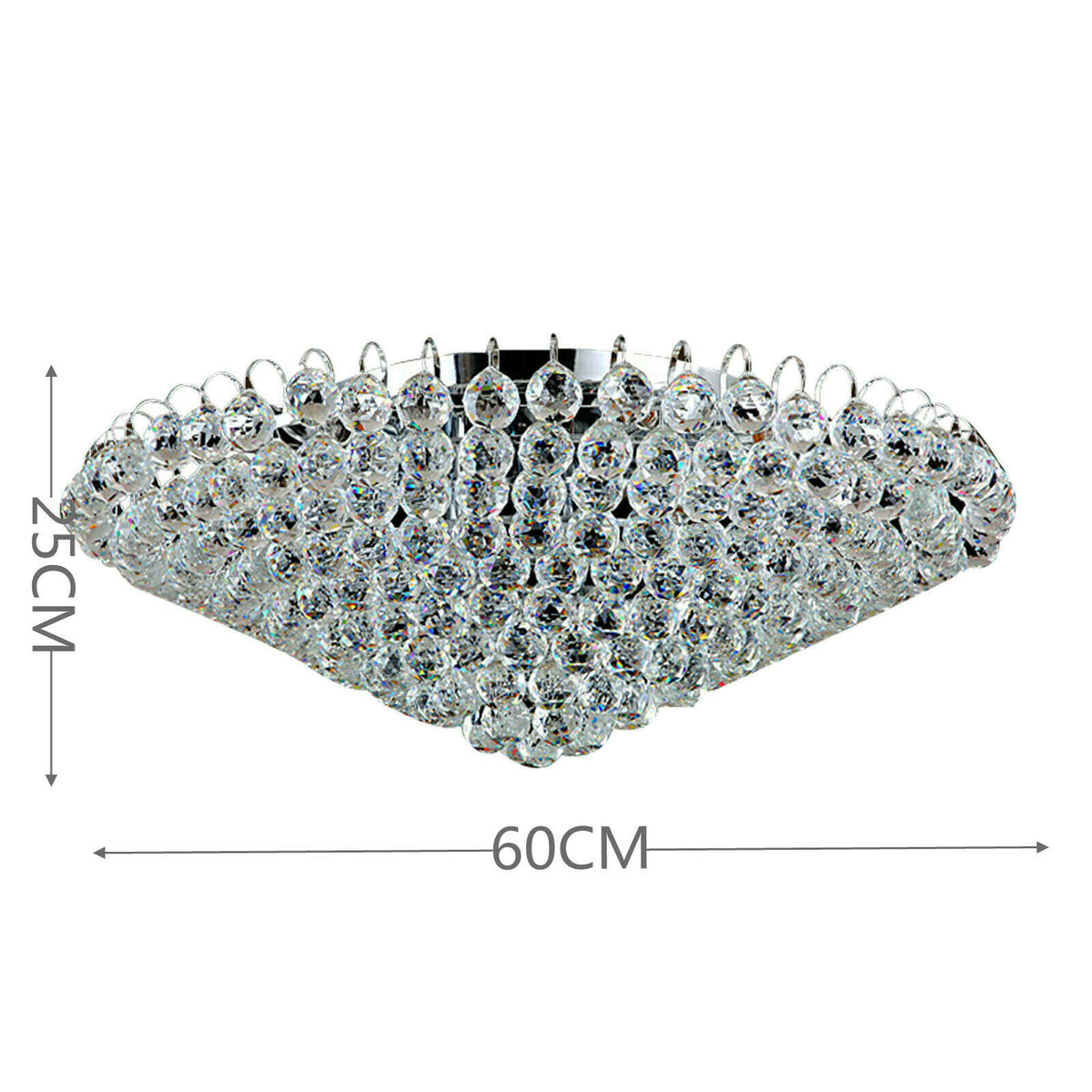 Modern K9 Translucent Crystal Chandelier Circle Ring Flush Mount Hanging Ceiling Light for Living Dining Bedroom