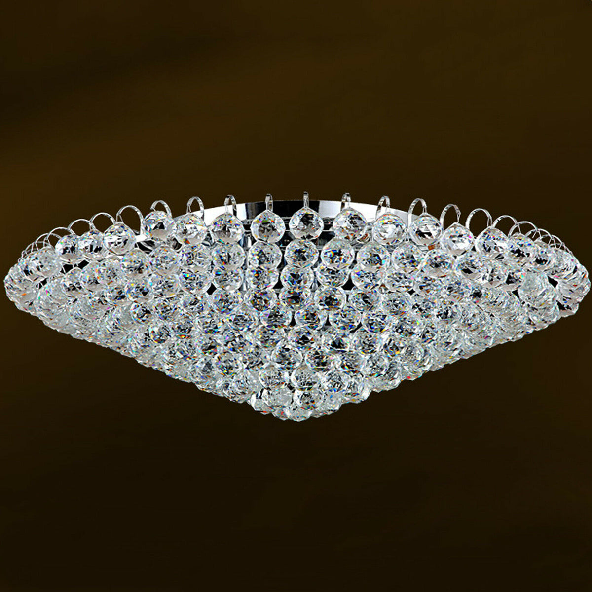 Modern K9 Translucent Crystal Chandelier Circle Ring Flush Mount Hanging Ceiling Light for Living Dining Bedroom