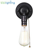 Pull Chain Switch Scones led Wall Lights Chrome Loft Style Retro Vintage Iron Bedroom Wall Lamp Bedside Lampen Stair Wandlamp