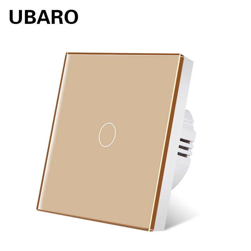 UBARO EU/UK Standard Crystal Tempered Glass Wall Panel Light Touch Switch Led Indicator Sensor Electrical Button 1/2/3Gang 220V