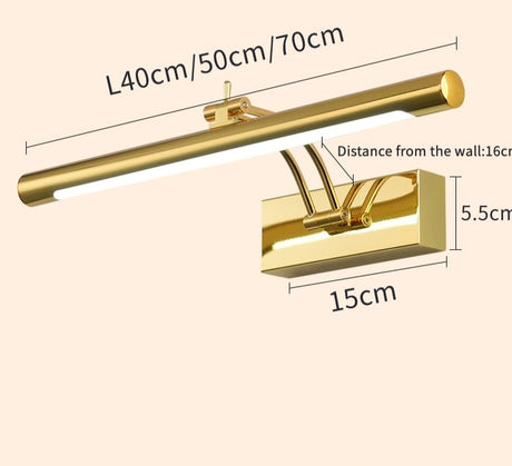 Modern LED Bathroom Wall Lamp Waterproof Stainless Steel L40/55/70CM Indoor Mirror Sconce Vanity Wall Lights Fixture With Switch