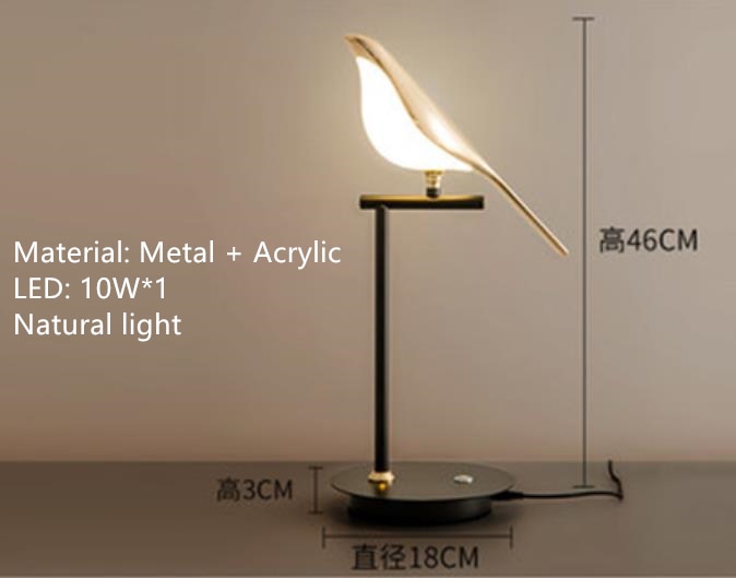 Nordic Golden Bird LED Chandelier Parlor Bar Bedside Hanging Light Fixture Novelty 360 Degree Rotation Replaceable LED Home Deco