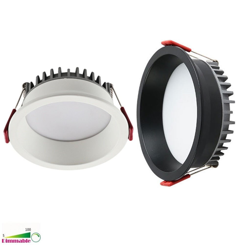 Recessed Anti-glare LED COB Downlight 18W 24W Dimmable 85-265V Ceiling Lamp Spot Light 12W 15W Home Living Room Bedroom Lighting