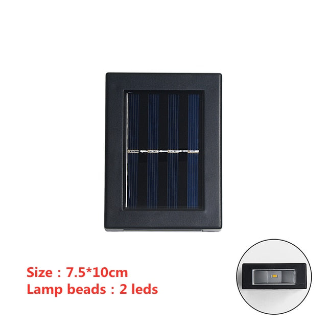 6 LED Solar Wall Lamp Outdoor Waterproof Up and Down Luminous Lighting Garden Decoration Solar Lights Stairs Fence Sunlight Lamp