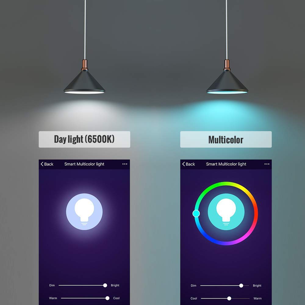 FrankEver A19 Wifi Smart Light Bulbs LED WiFi Dimmable Wireless E26 E27 Lamp Compatible with Alexa Google Home Smart Household