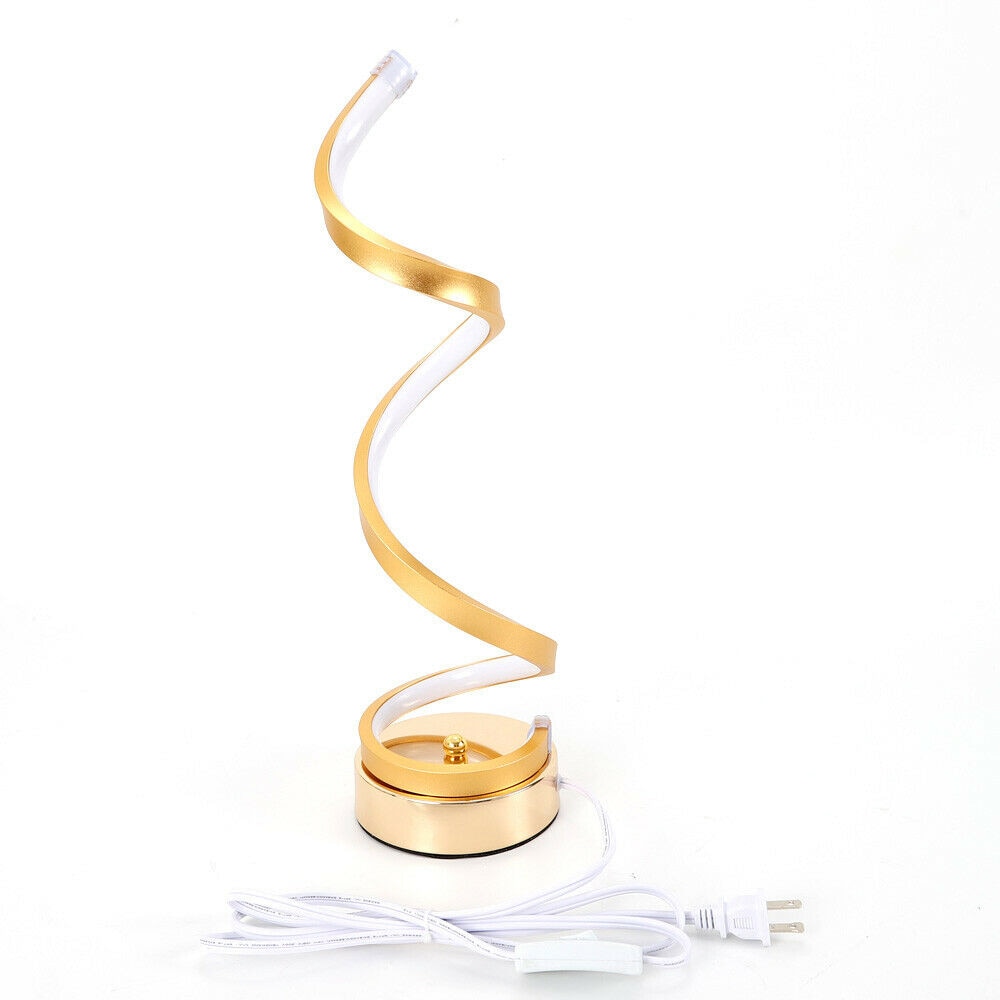 Modern Spiral Table Lamp Curved LED Desk Reading Lighting Bedroom Warm White Light