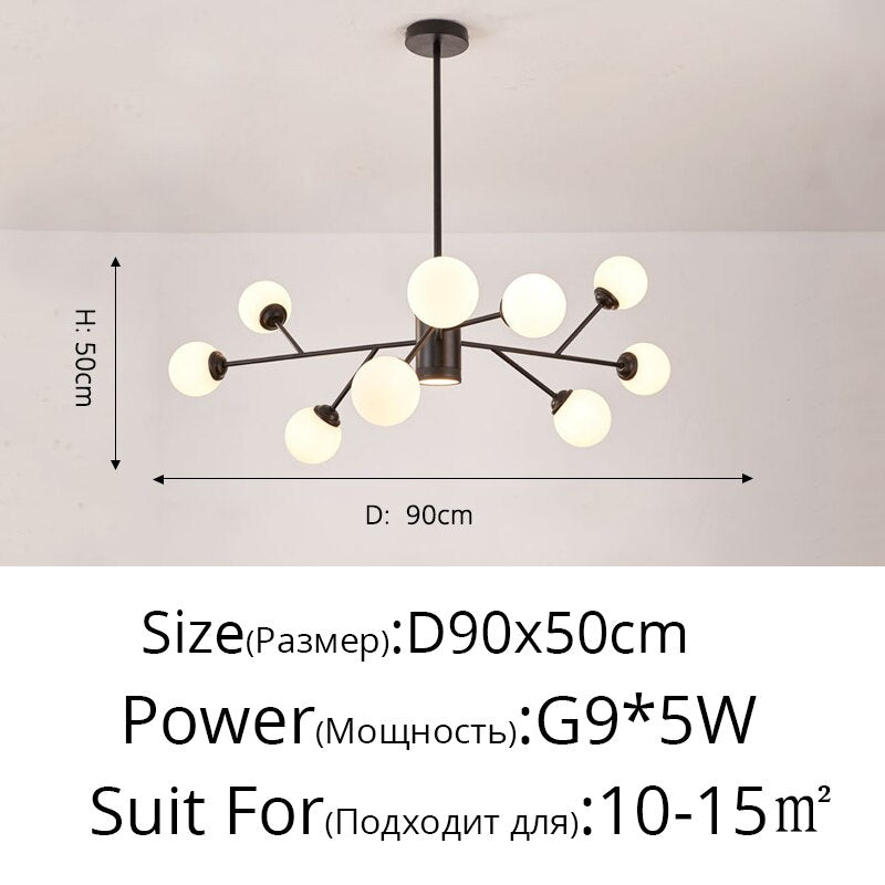 Creative Gold Black Chandelier Lights For Living Room Bedroom G9 Lamps Fixtures Lustres Indoor Lighting Luminaria Without Bulbs