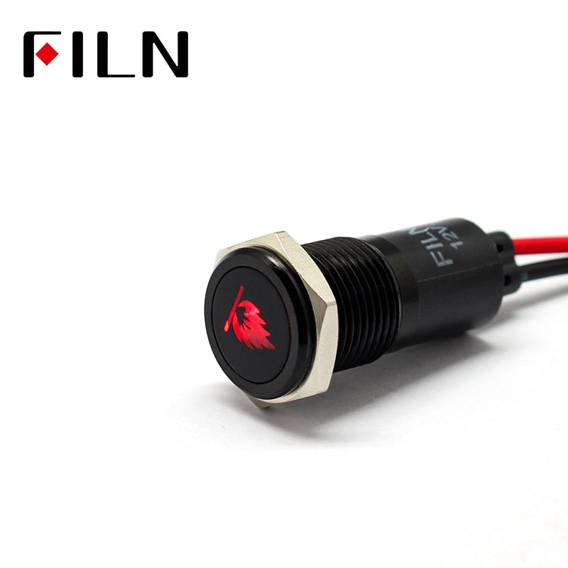 14mm Waterproof Lamp FILN 12V LED Car Signal Lights Instrument Pilot light red blue indicator light with wire