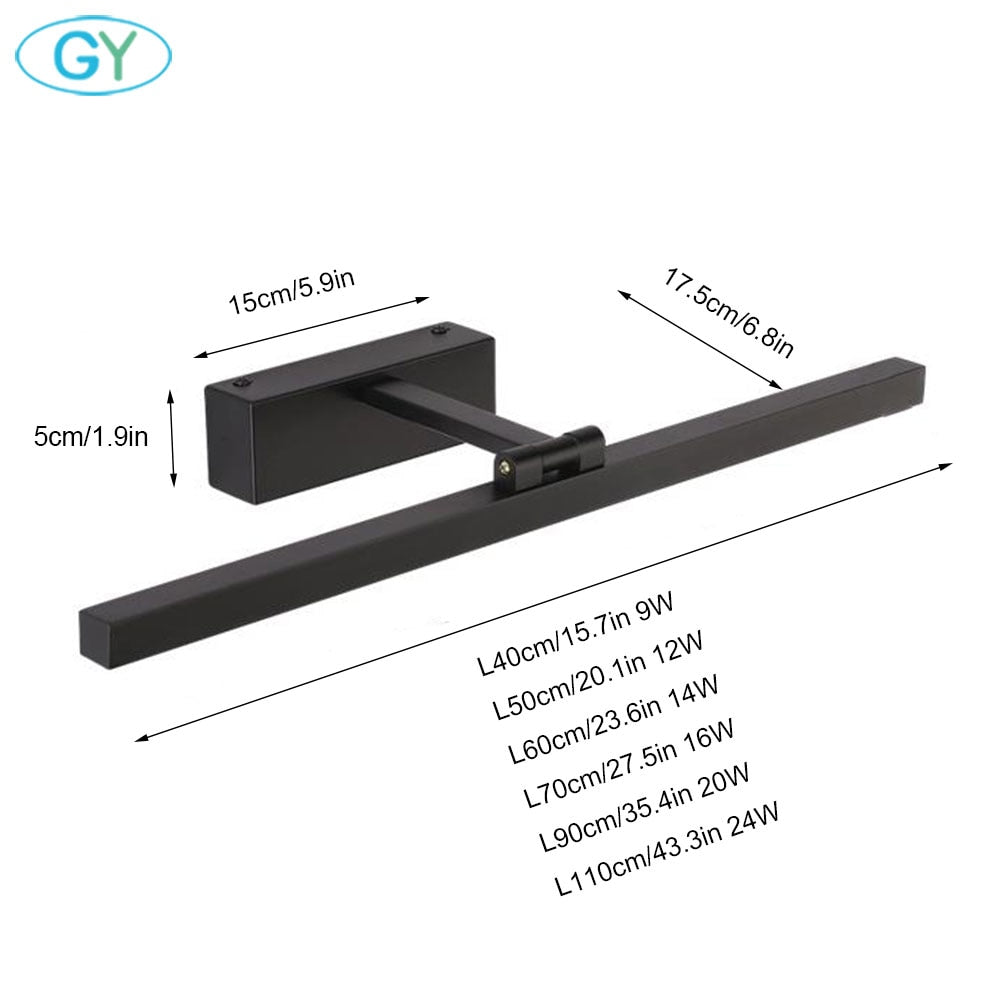 L40cm L60cm L70cm L90cm L110cm LED Wall Lamp Bathroom Mirror Light Waterproof Modern Acrylic Wall Lamp Bathroom Lights AC85-265V