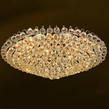 Modern K9 Translucent Crystal Chandelier Circle Ring Flush Mount Hanging Ceiling Light for Living Dining Bedroom