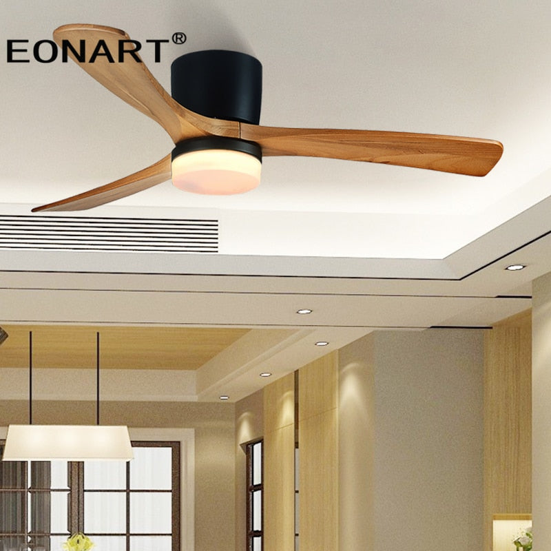 48Inch Low Floor Wooden Led Dc Ceiling Fan With Lamp  Remote Control  Modern Indoor Solid Wood White Ceiling Fans Without lmap