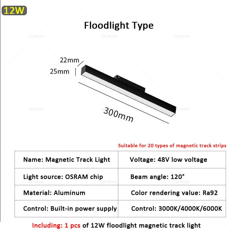 QIUBOSS Modern Magnetic Track Lights Embedded LED Spotlight Downlight Living Room Without Main Light Lighting Grille Lamp Series