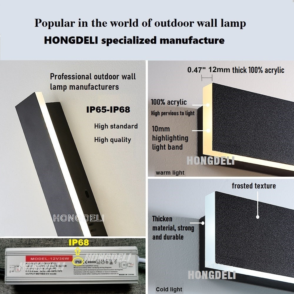 Waterproof LED long wall lamp, modern, ip65, outdoor lighting, garden, villa, balcony, lamp, decorative, 110 v,220v